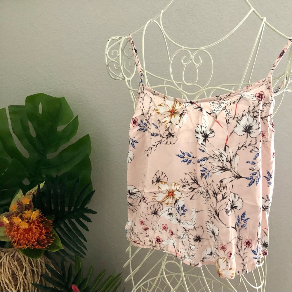 Topshop Floral Cropped Tank Topshop Blush Floral